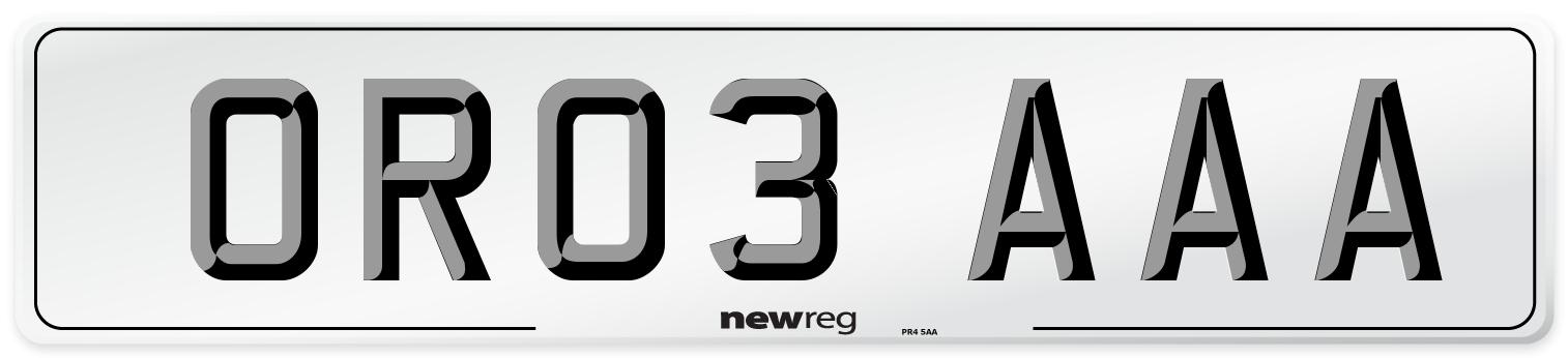 OR03 AAA Number Plate from New Reg